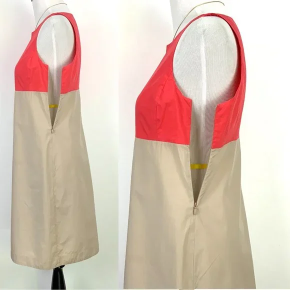 Guglielminotti Archivio '67 Italy Designer Red & Tan Cotton A-Line Dress Sz 6 - Picture 9 of 16